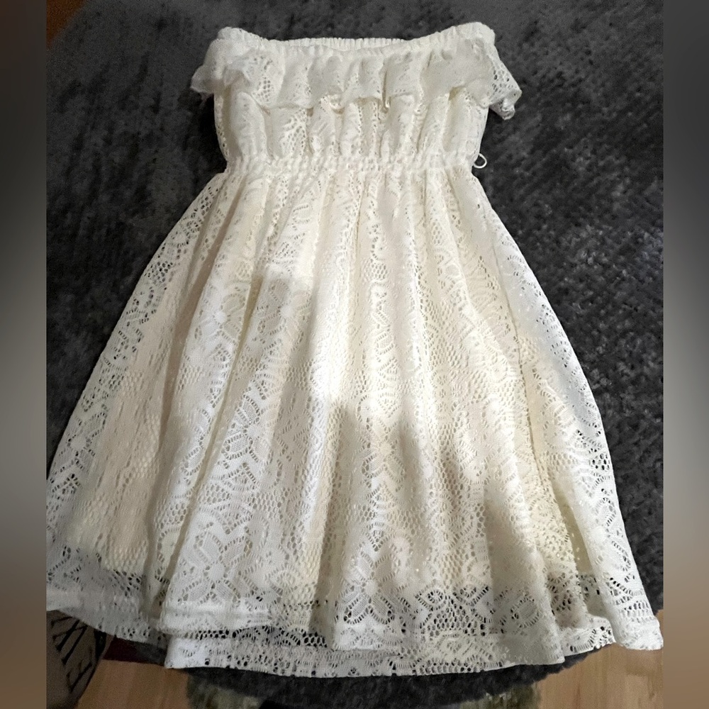 No Boundaries white Ruched Off-the-Shoulder Sundress
